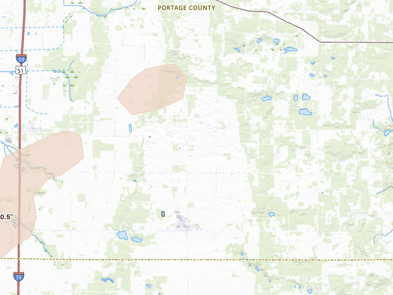 Radar-estimated hail-size map of the storm over Almond, WI