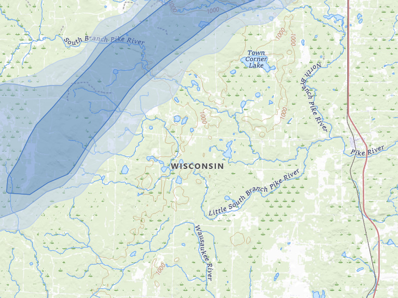 NEXRAD radar-signature map of the hail storm over Amberg, WI on Jun 30, 2026