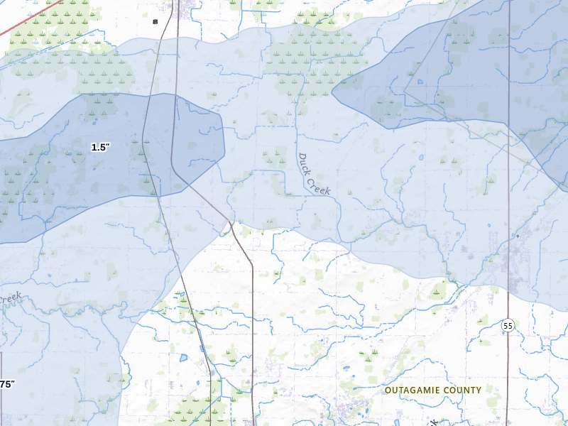 NEXRAD radar-signature map of the hail storm over Appleton, WI on Jun 30, 2026