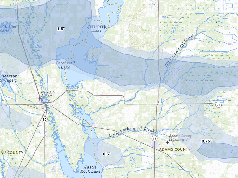 NEXRAD radar-signature map of the hail over Arkdale, WI