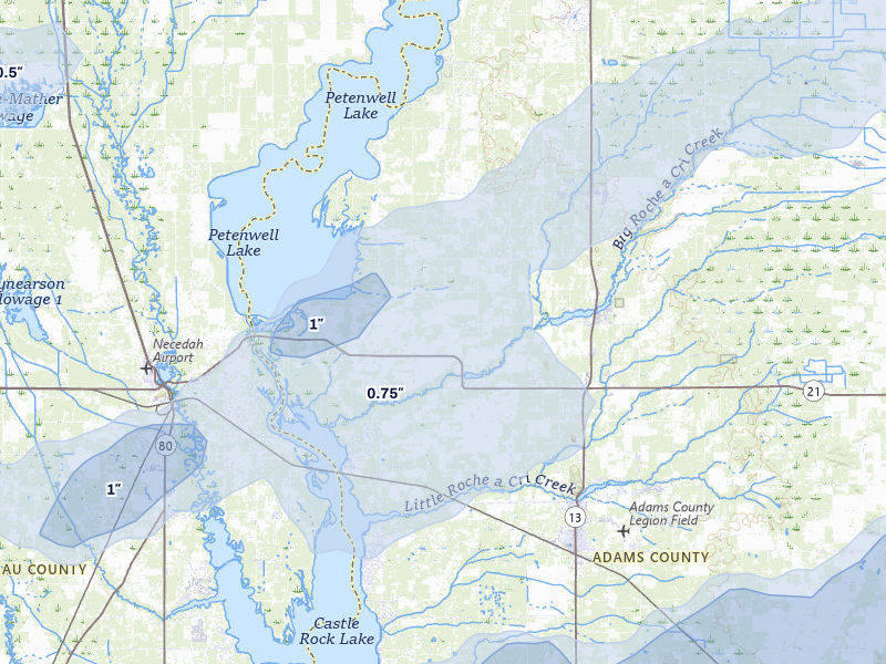 NEXRAD radar-signature map of the hail storm over Arkdale, WI on Jun 30, 2026