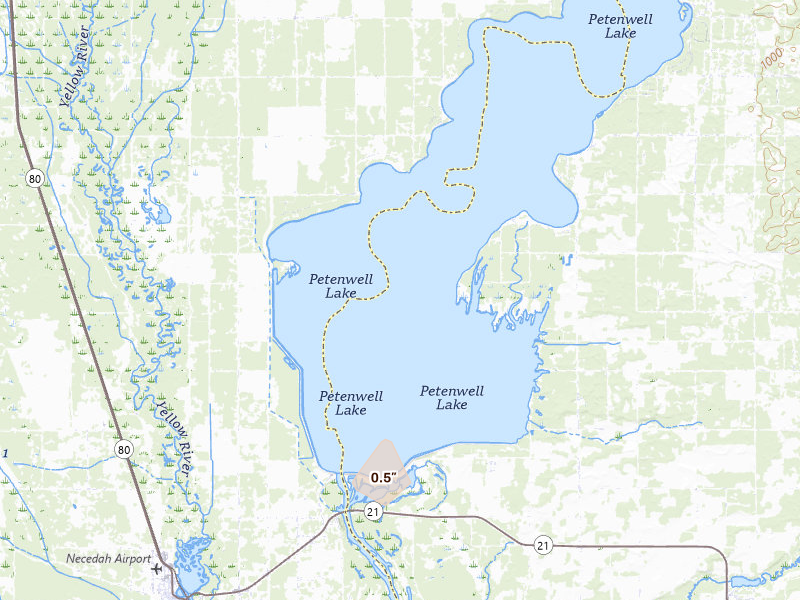 Radar-estimated hail-size map of the storm over Arkdale, WI on Sep 1, 2026