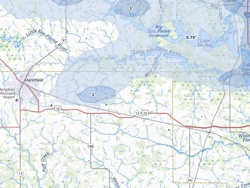 NEXRAD radar-signature map of the hail storm over Auburndale, WI on Mar 30, 2026