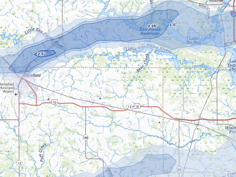 NEXRAD radar-signature map of the hail storm over Auburndale, WI on Jun 30, 2026