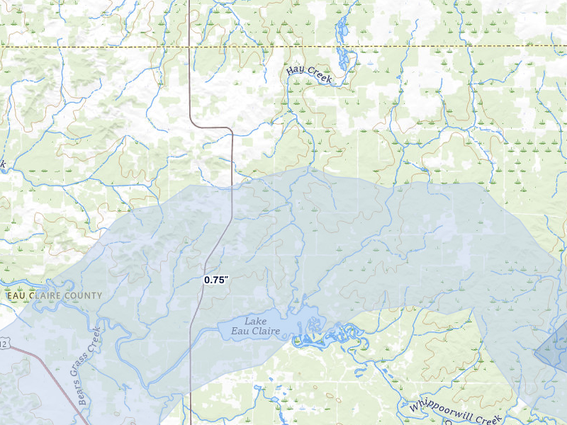 NEXRAD radar-signature map of the hail over Augusta, WI