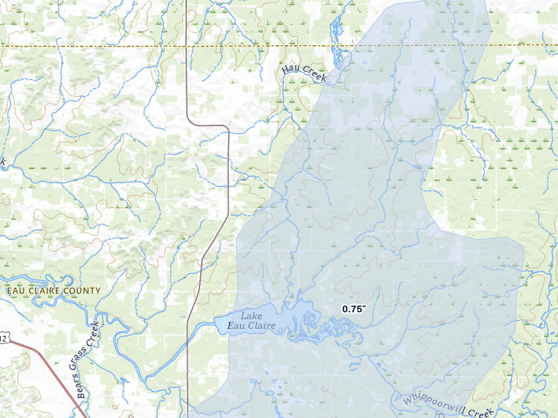 NEXRAD radar-signature map of the hail over Augusta, WI