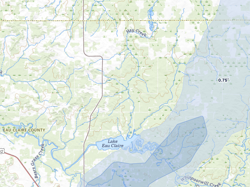 NEXRAD radar-signature map of the hail storm over Augusta, WI on May 17, 2026
