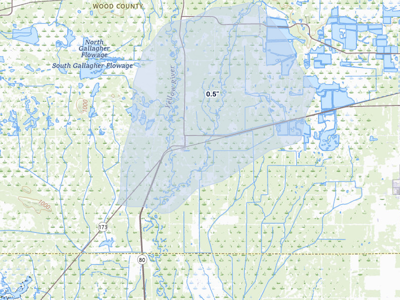 NEXRAD radar-signature map of the hail over Babcock, WI