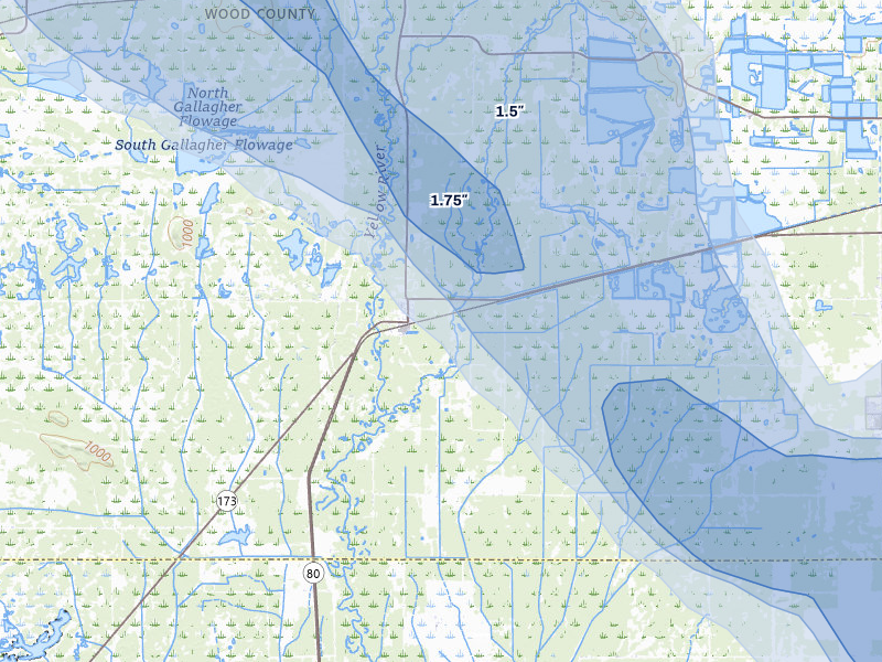 NEXRAD radar-signature map of the hail storm over Babcock, WI on Aug 11, 2026