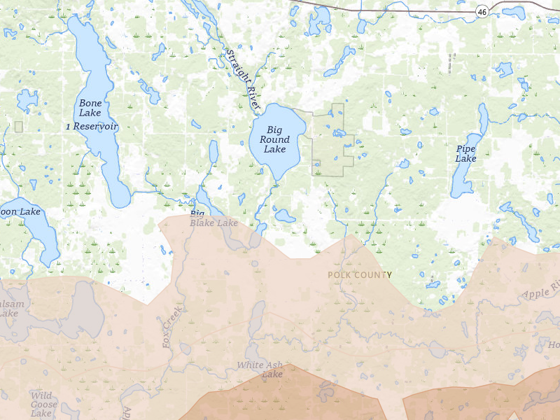 Radar-estimated hail-size map of the storm over Balsam Lake, WI