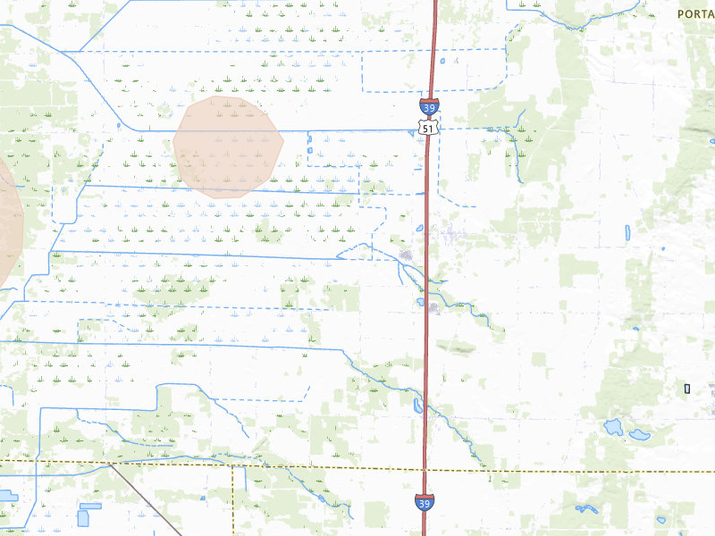 Radar-estimated hail-size map of the storm over Bancroft, WI on May 27, 2026