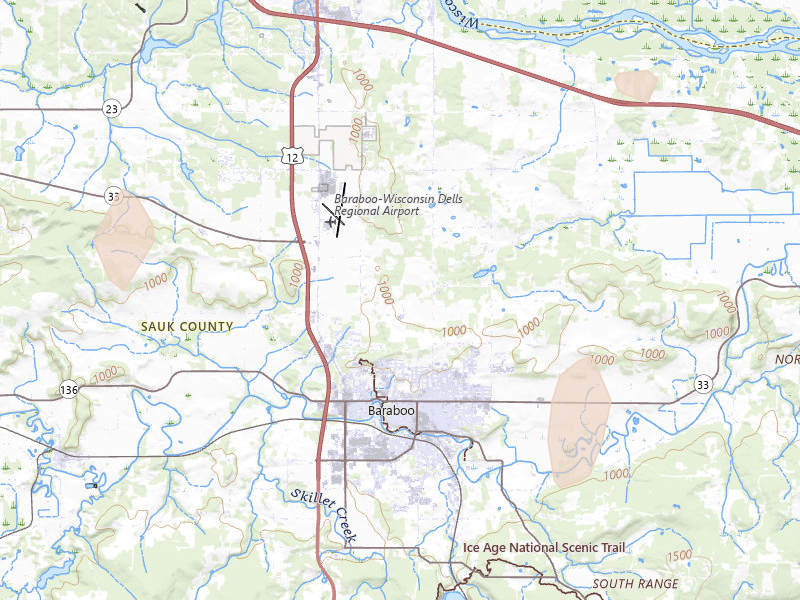 Radar-estimated hail-size map of the storm over Baraboo, WI on Aug 9, 2026