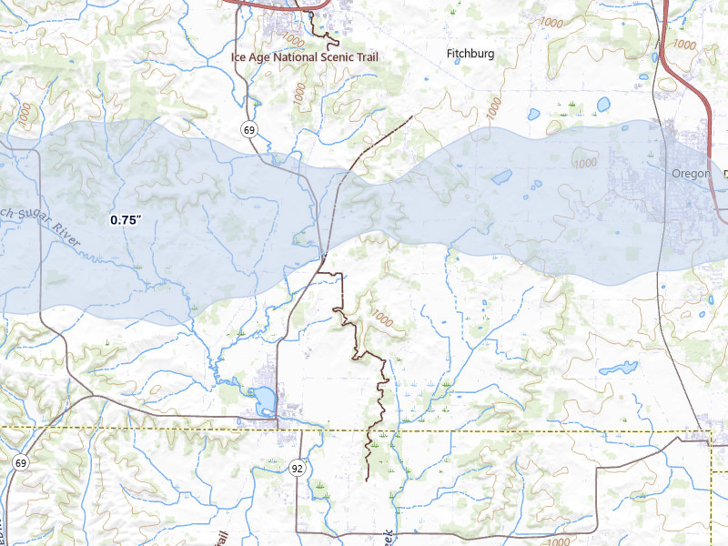 NEXRAD radar-signature map of the hail storm over Belleville, WI on Mar 30, 2026