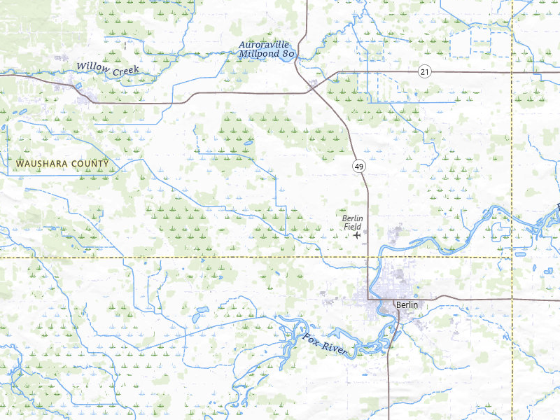 Radar-estimated hail-size map of the storm over Berlin, WI on Jul 27, 2026