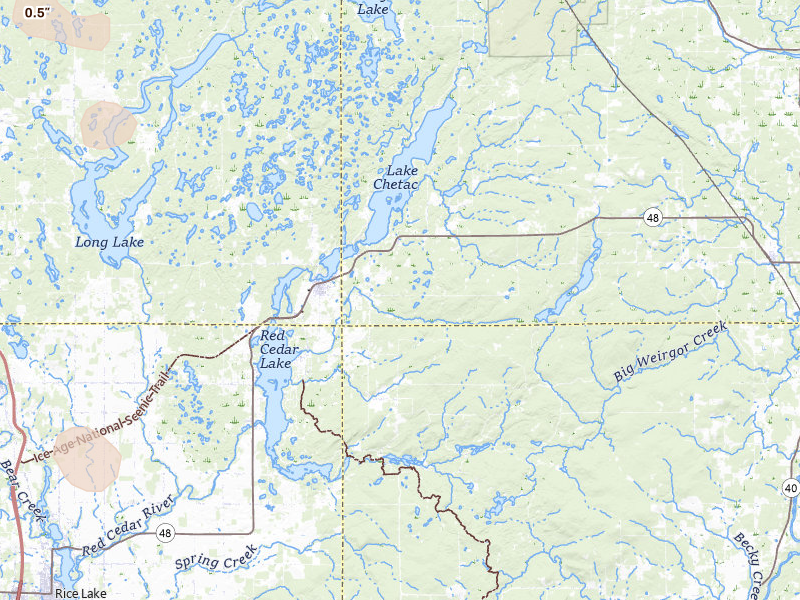 Radar-estimated hail-size map of the storm over Birchwood, WI on Jul 4, 2026