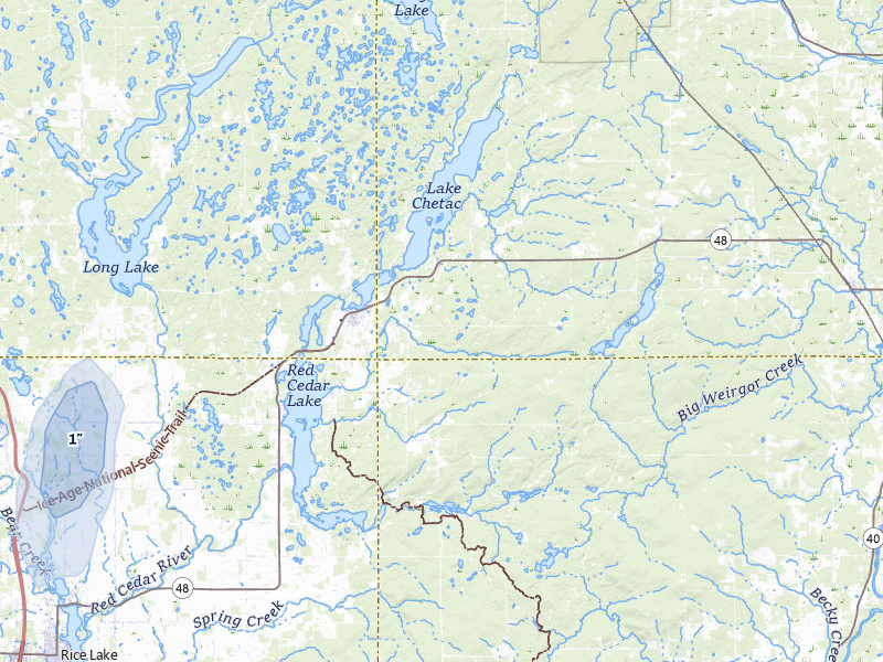 NEXRAD radar-signature map of the hail storm over Birchwood, WI on Jul 4, 2026