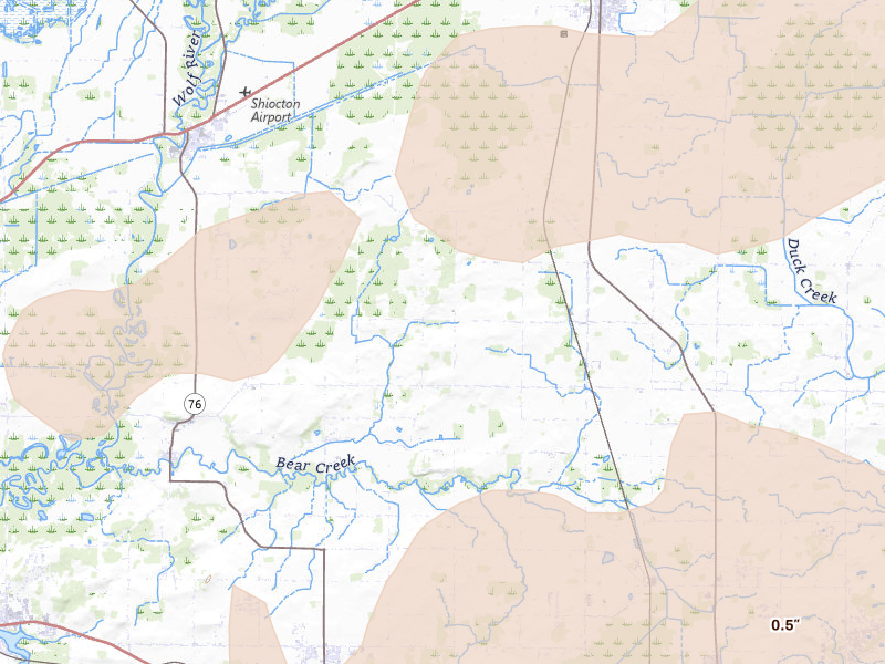 Radar-estimated hail-size map of the storm over Black Creek, WI on Jul 1, 2026
