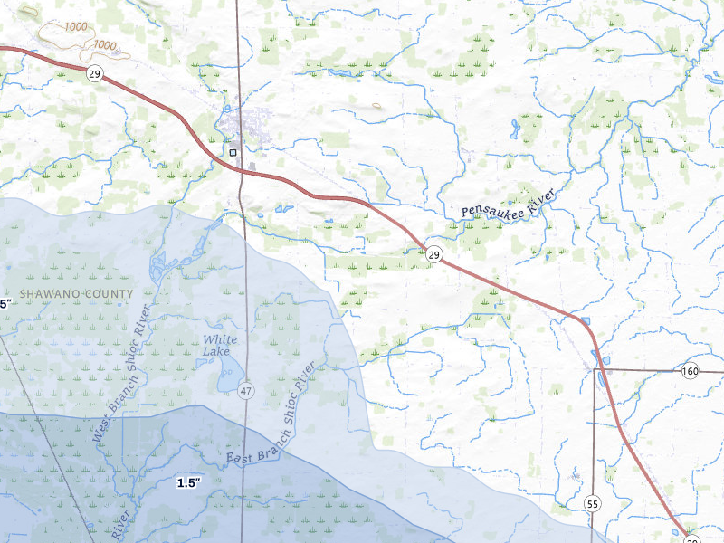 NEXRAD radar-signature map of the hail storm over Bonduel, WI on Mar 30, 2026