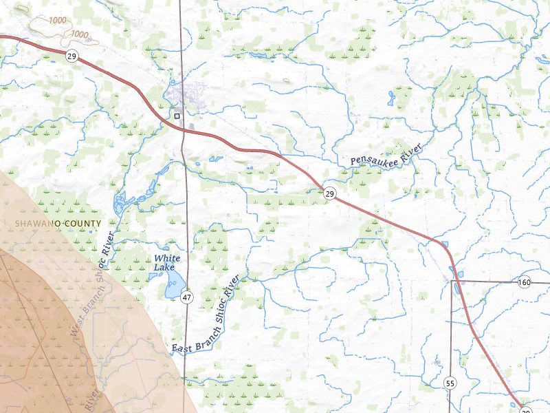 Radar-estimated hail-size map of the storm over Bonduel, WI on Jul 27, 2026