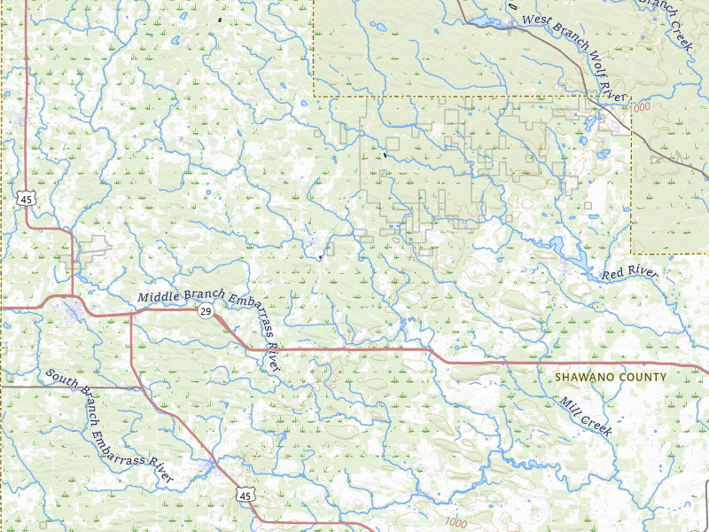 Radar-estimated hail-size map of the storm over Bowler, WI on Mar 30, 2026