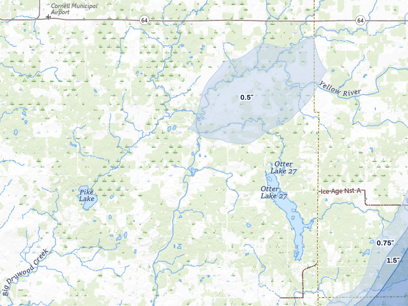 NEXRAD radar-signature map of the hail over Boyd, WI