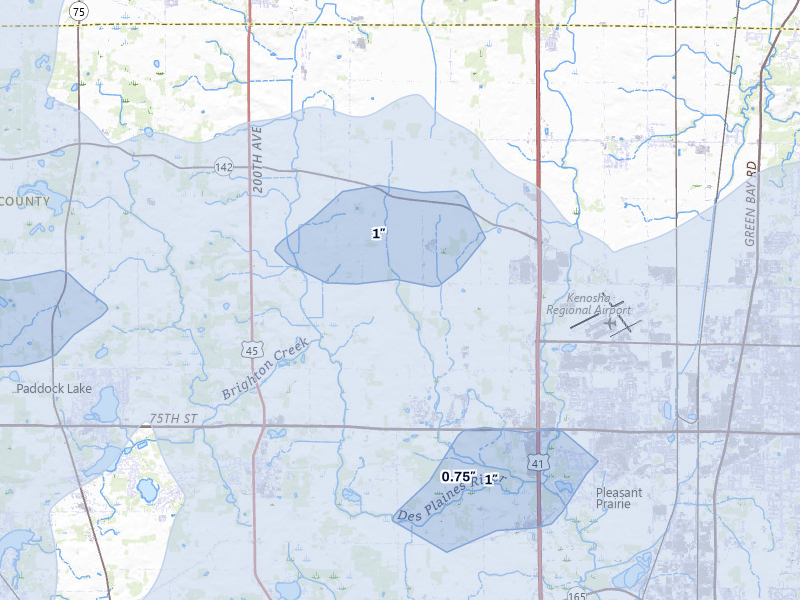 NEXRAD radar-signature map of the hail storm over Bristol, WI on Apr 17, 2026