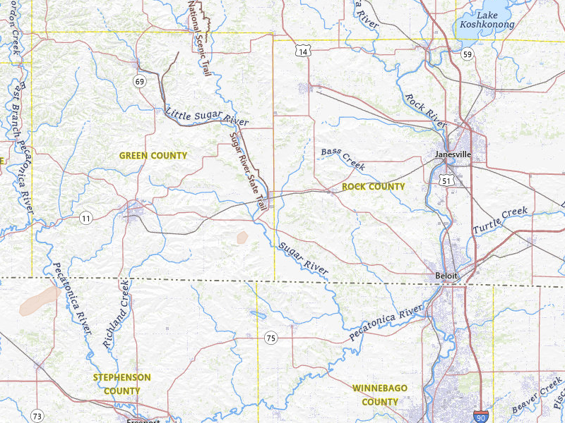 Radar-estimated hail-size map of the storm over Brodhead, WI on Apr 15, 2026