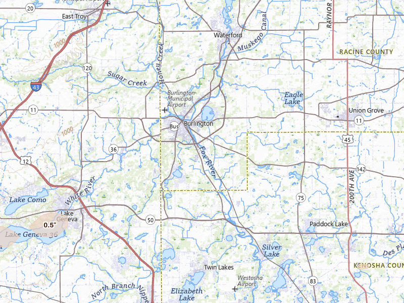 Radar-estimated hail-size map of the storm over Burlington, WI on Mar 31, 2026