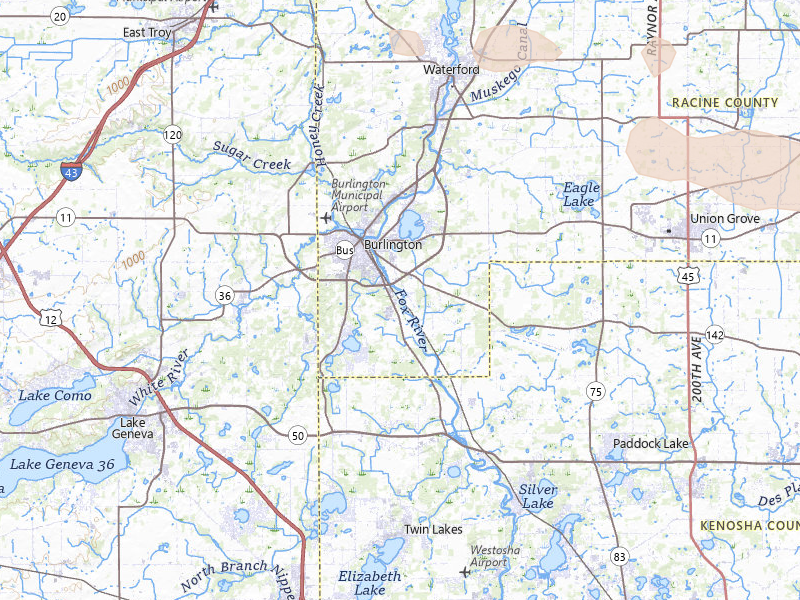 Radar-estimated hail-size map of the storm over Burlington, WI on Apr 21, 2026