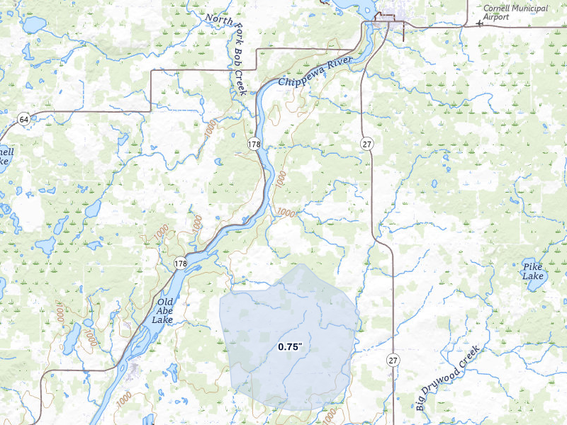 NEXRAD radar-signature map of the hail storm over Cadott, WI on May 26, 2026