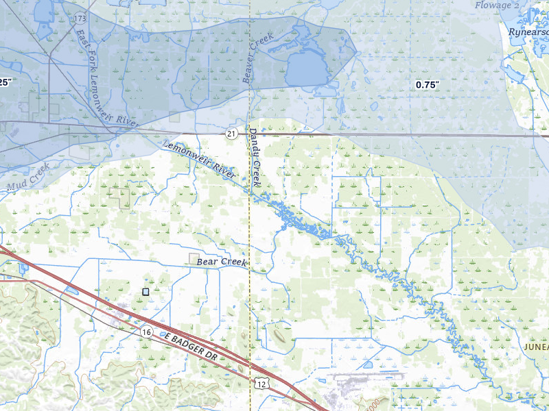 NEXRAD radar-signature map of the hail over Camp Douglas, WI
