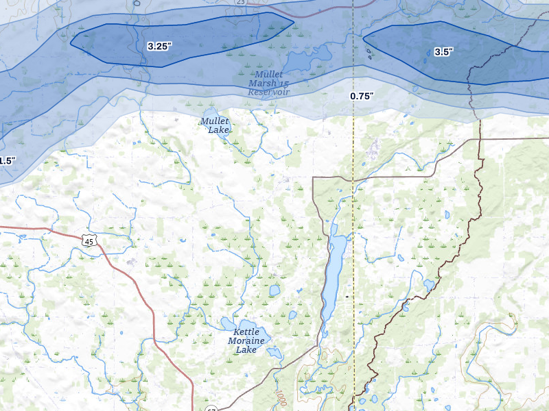NEXRAD radar-signature map of the hail storm over Campbellsport, WI on Jul 1, 2026