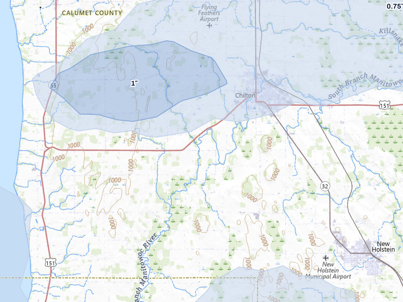 NEXRAD radar-signature map of the hail storm over Chilton, WI on Mar 31, 2026