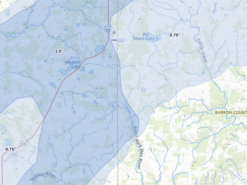 NEXRAD radar-signature map of the hail storm over Clayton, WI on Apr 17, 2026