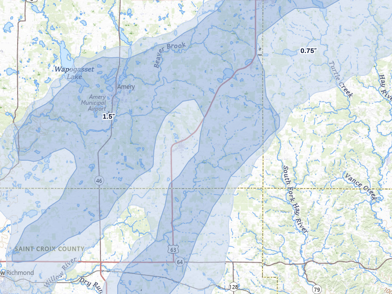 NEXRAD radar-signature map of the hail over Clear Lake, WI
