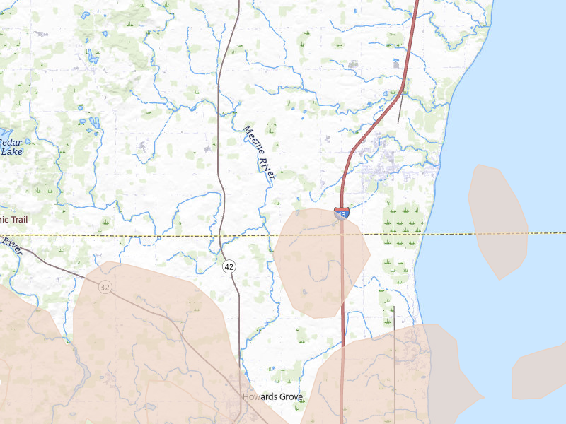 Radar-estimated hail-size map of the storm over Cleveland, WI on Mar 31, 2026