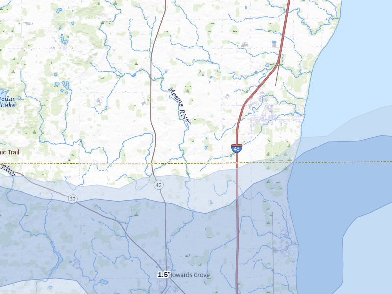 NEXRAD radar-signature map of the hail over Cleveland, WI