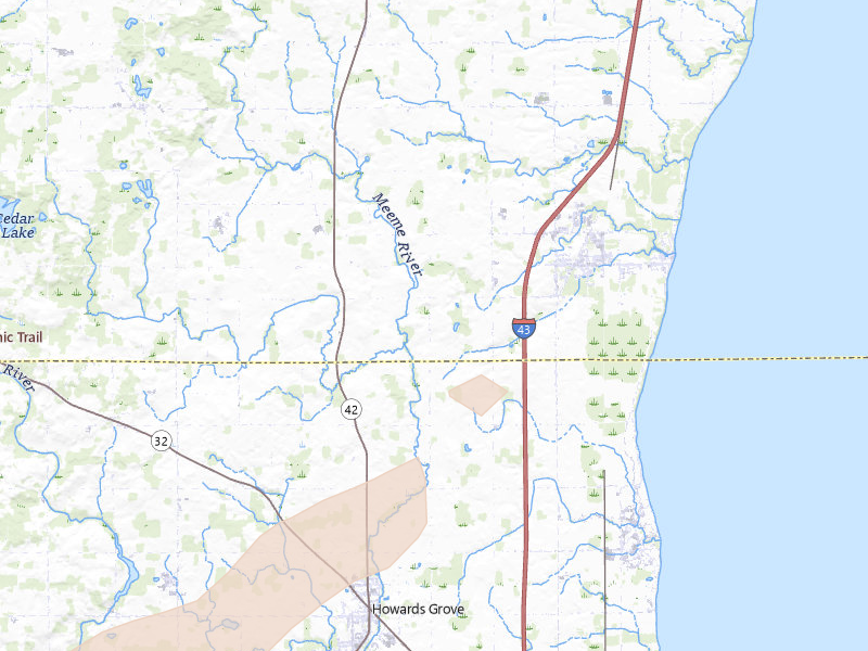 Radar-estimated hail-size map of the storm over Cleveland, WI on May 17, 2026