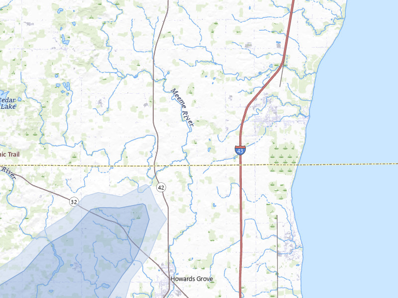 NEXRAD radar-signature map of the hail storm over Cleveland, WI on May 17, 2026
