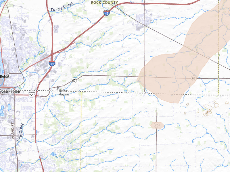 Radar-estimated hail-size map of the storm over Clinton, WI on Mar 31, 2026