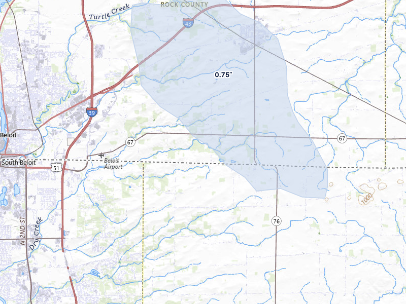 NEXRAD radar-signature map of the hail storm over Clinton, WI on Jul 27, 2026
