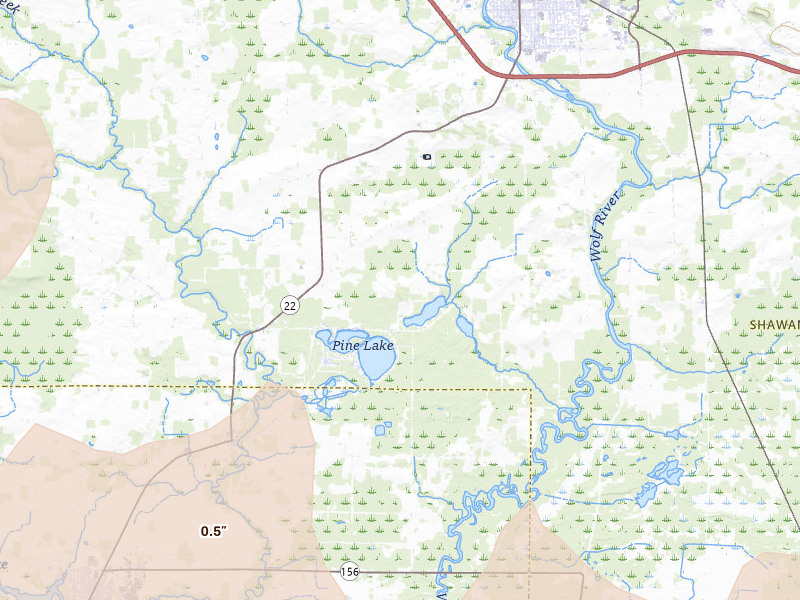 Radar-estimated hail-size map of the storm over Clintonville, WI on Apr 13, 2026