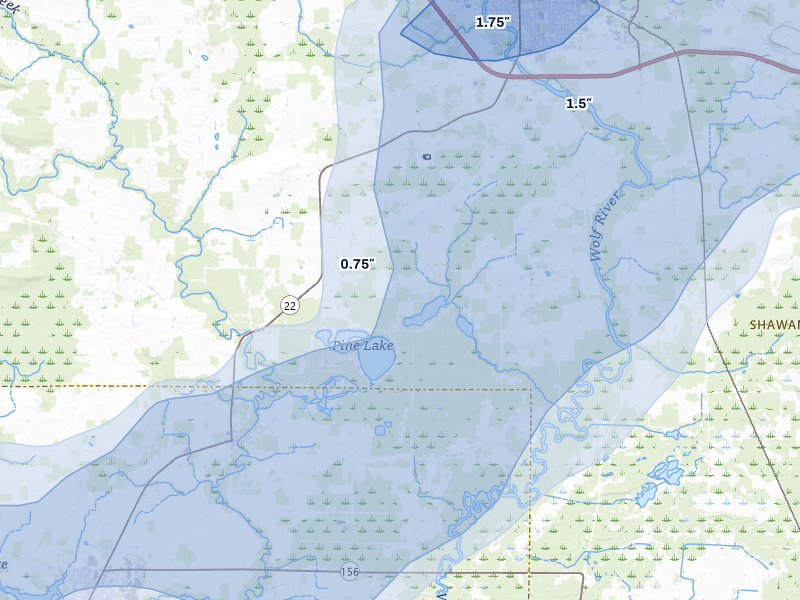 NEXRAD radar-signature map of the hail storm over Clintonville, WI on Jun 30, 2026