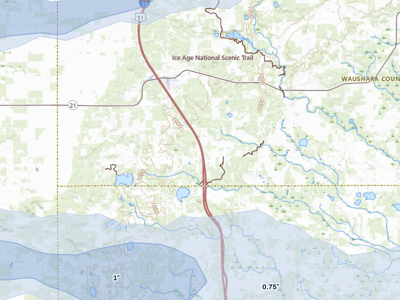NEXRAD radar-signature map of the hail over Coloma, WI