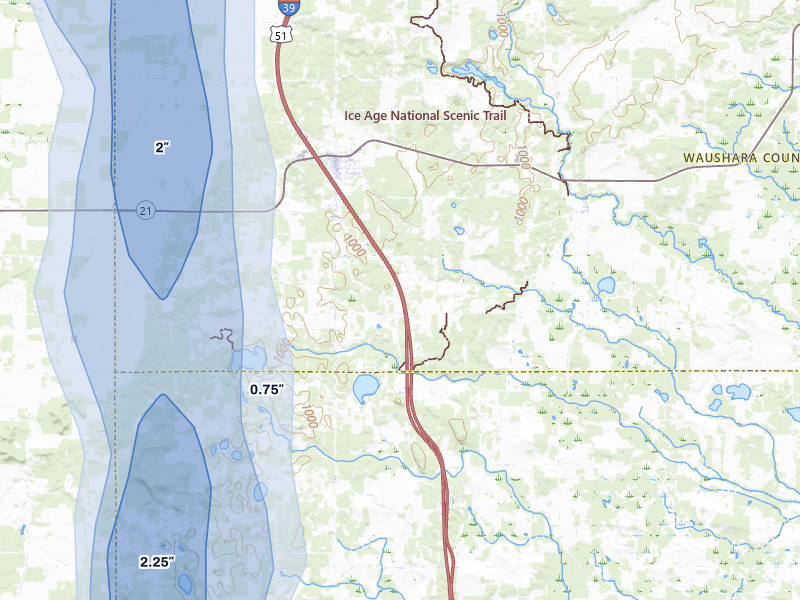 NEXRAD radar-signature map of the hail storm over Coloma, WI on May 27, 2026