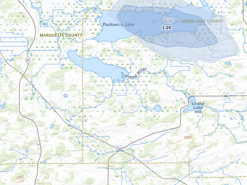 NEXRAD radar-signature map of the hail storm over Dalton, WI on Jun 5, 2026