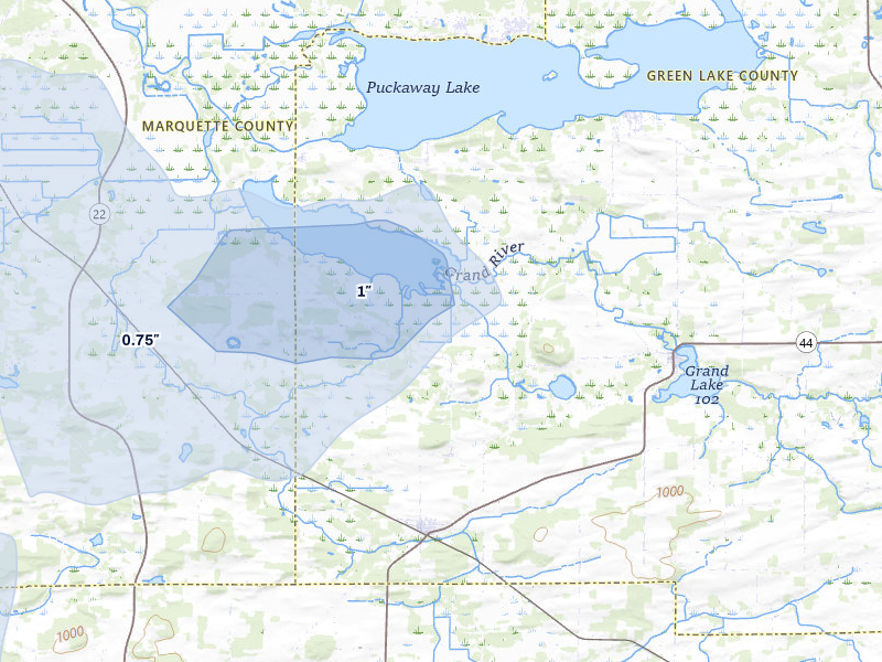 NEXRAD radar-signature map of the hail storm over Dalton, WI on Jun 30, 2026