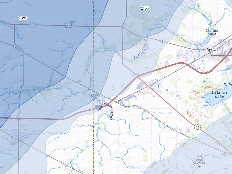 NEXRAD radar-signature map of the hail storm over Darien, WI on Apr 17, 2026