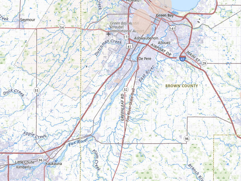 Radar-estimated hail-size map of the storm over De Pere, WI on Apr 13, 2026