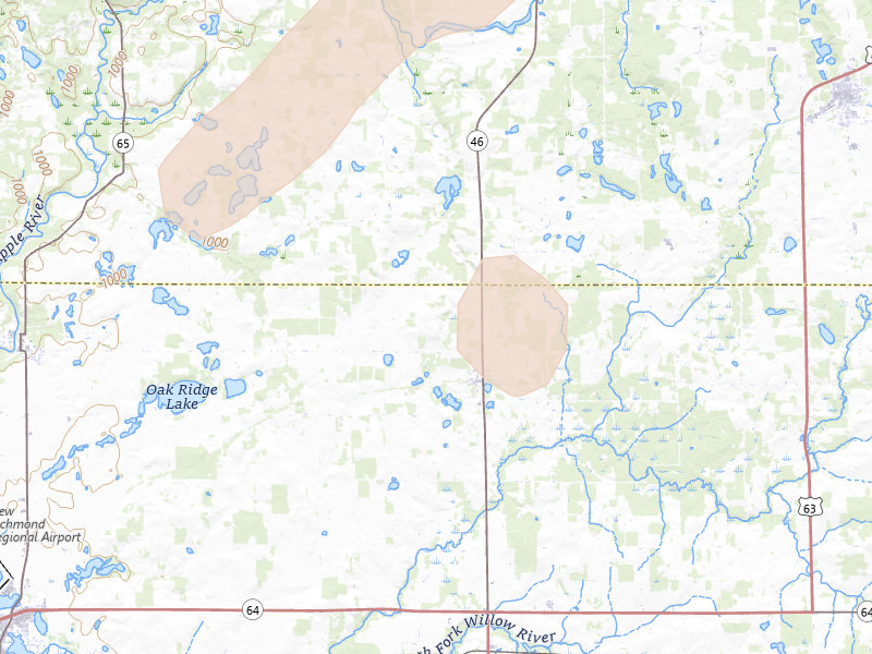 Radar-estimated hail-size map of the storm over Deer Park, WI on Apr 17, 2026